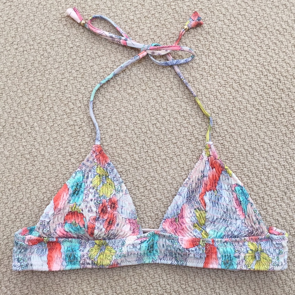 Smocked Triangle Bikini Top